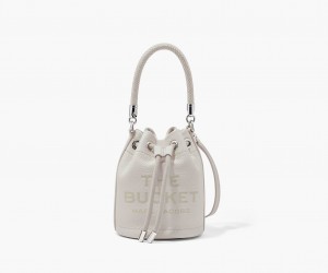 Marc Jacobs The Leather Mini Bucket Silver | USA_MJ78796