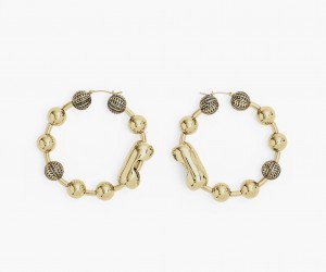 Marc Jacobs The Monogram Ball Chain Hoop Light Gold | USA_MJ86790