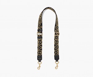 Marc Jacobs The Thin Outline Logo Webbing Black / Gold | USA_MJ47506