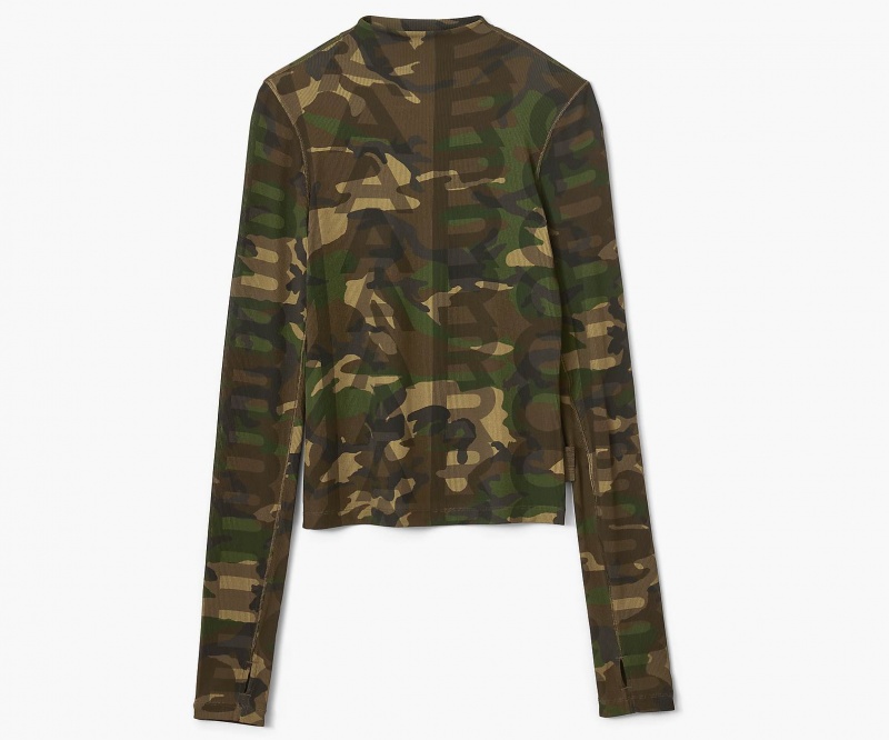 Marc Jacobs Camo Sheer Long Sleeve Camo Multicolor | USA_MJ45309