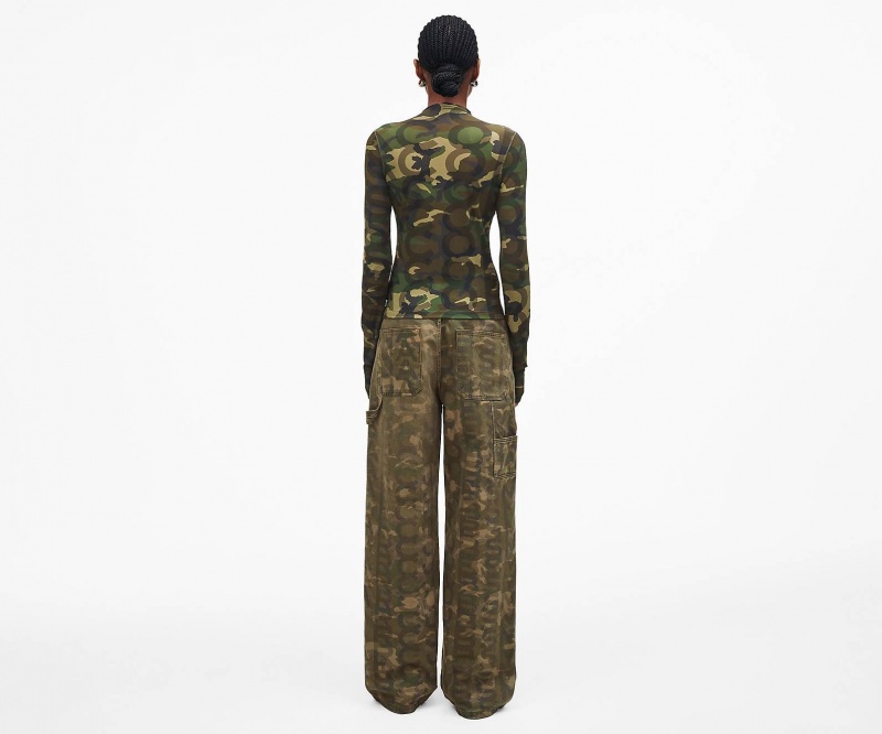 Marc Jacobs Camo Sheer Long Sleeve Camo Multicolor | USA_MJ45309