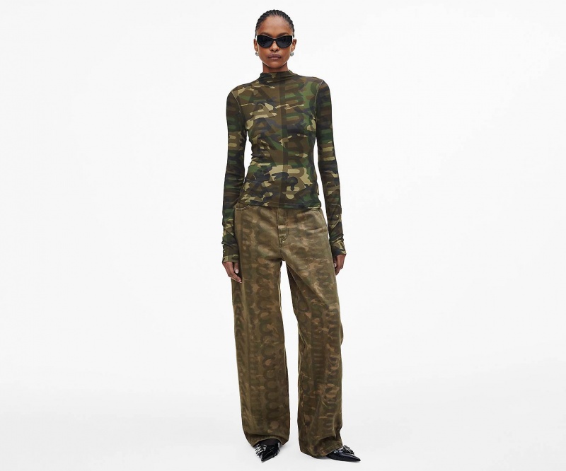 Marc Jacobs Camo Sheer Long Sleeve Camo Multicolor | USA_MJ45309