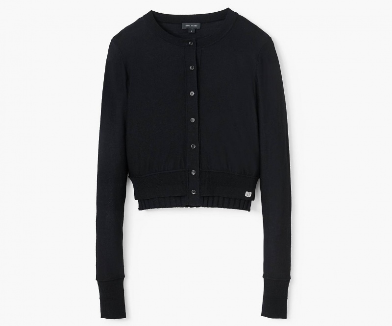 Marc Jacobs Fine Ribbed Merino Cardigan Black | USA_MJ84834