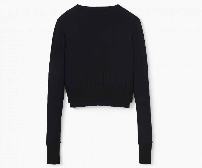 Marc Jacobs Fine Ribbed Merino Cardigan Black | USA_MJ84834