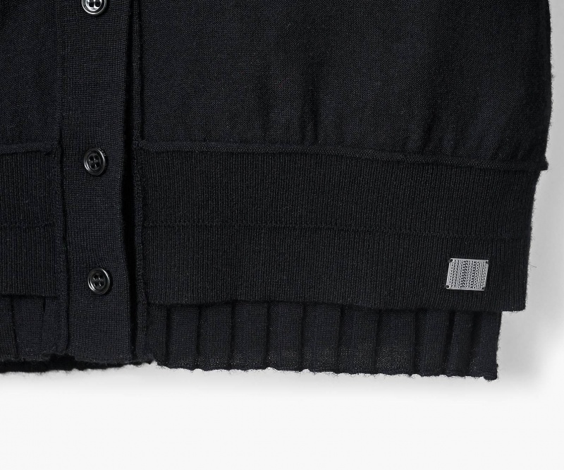 Marc Jacobs Fine Ribbed Merino Cardigan Black | USA_MJ84834