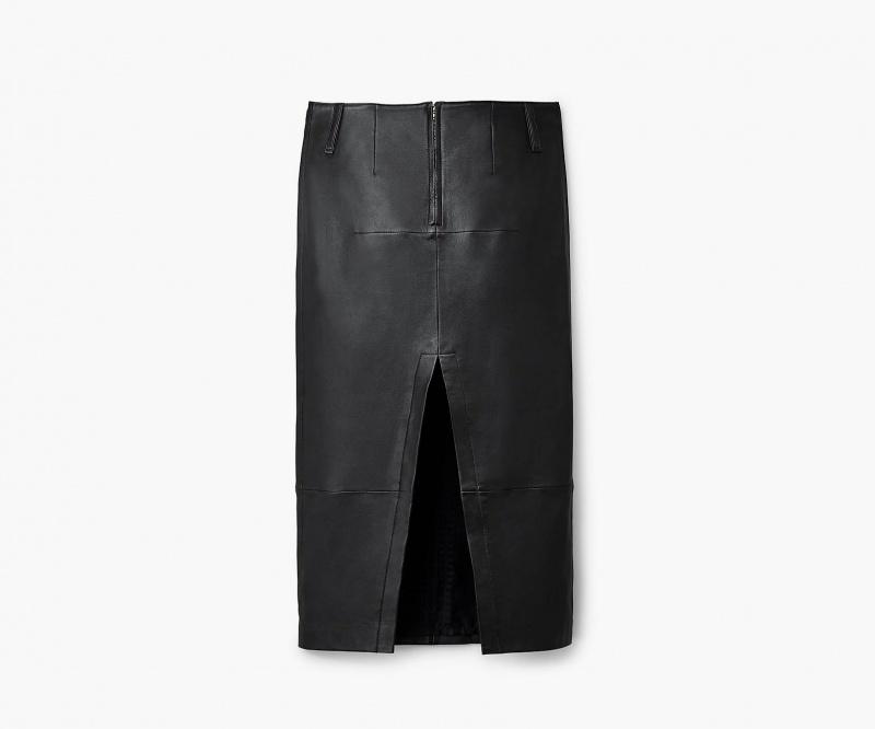 Marc Jacobs Leather Slim Skirt Black | USA_MJ25701