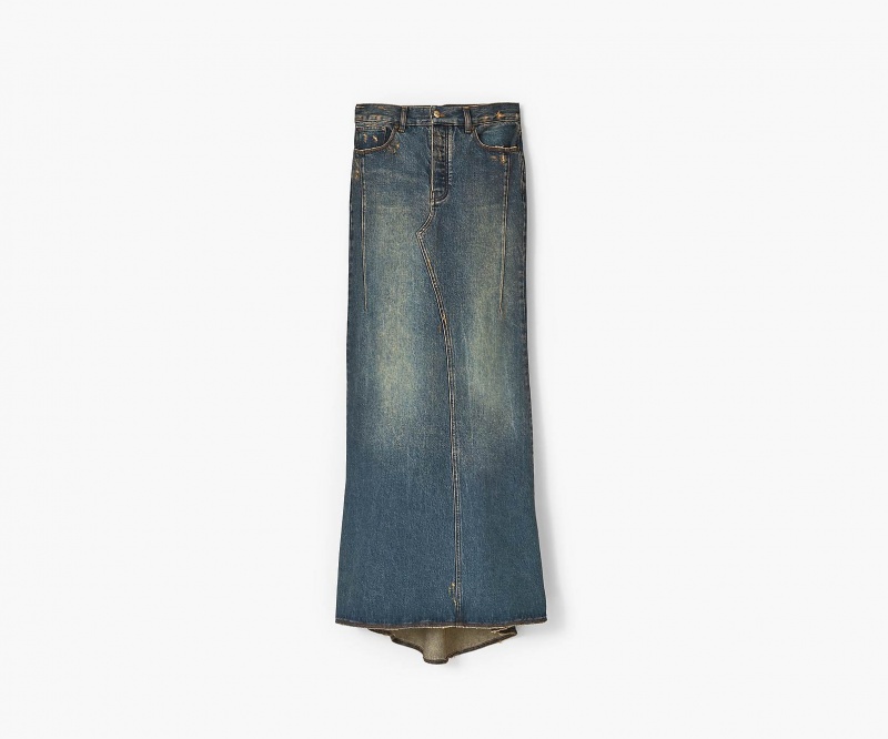 Marc Jacobs Long Fluted Skirt Indigo | USA_MJ37113