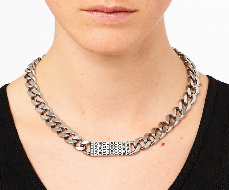 Marc Jacobs The Barcode Monogram ID Chain Silver | USA_MJ86015