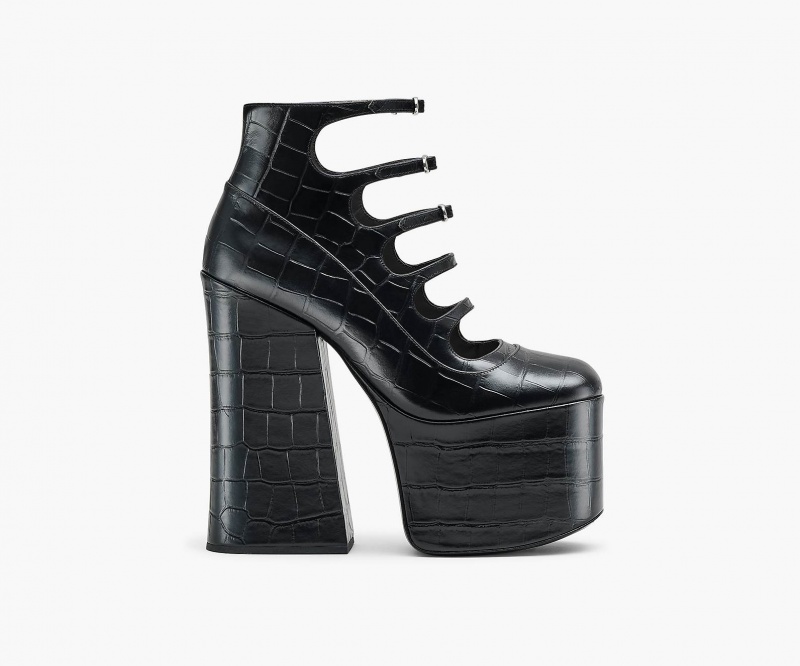 Marc Jacobs The Croc Embossed Kiki Ankle Black | USA_MJ51229