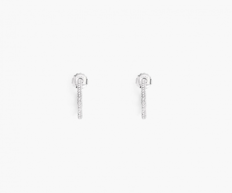 Marc Jacobs The J Marc Small Pave Hoops Silver | USA_MJ94376