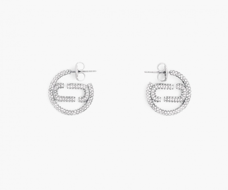 Marc Jacobs The J Marc Small Pave Hoops Silver | USA_MJ94376