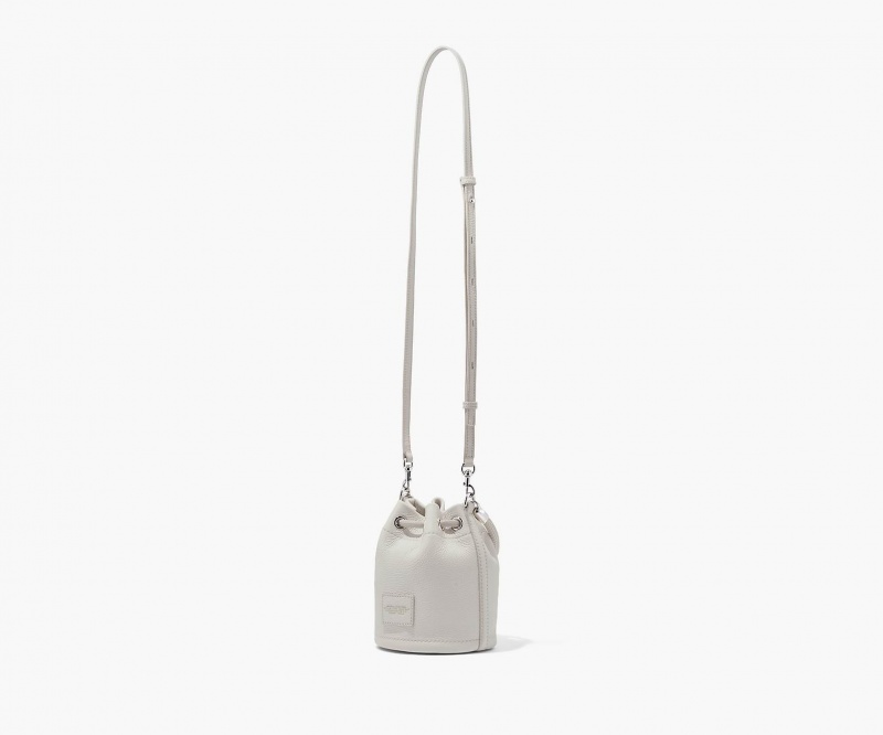 Marc Jacobs The Leather Mini Bucket Silver | USA_MJ42655