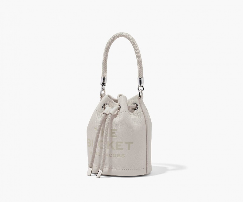 Marc Jacobs The Leather Mini Bucket Silver | USA_MJ42655