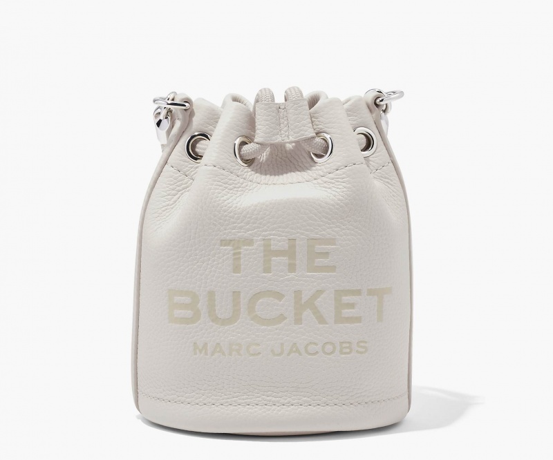 Marc Jacobs The Leather Mini Bucket Silver | USA_MJ42655