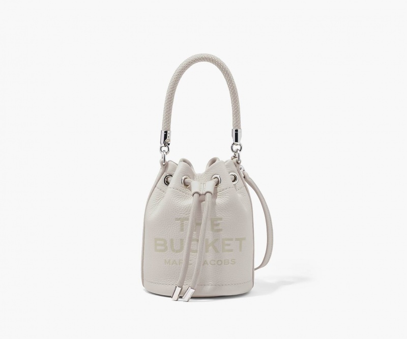 Marc Jacobs The Leather Mini Bucket Silver | USA_MJ42655