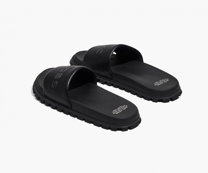 Marc Jacobs The Leather Slide Black | USA_MJ71961