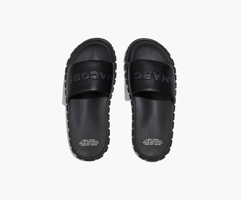 Marc Jacobs The Leather Slide Black | USA_MJ71961