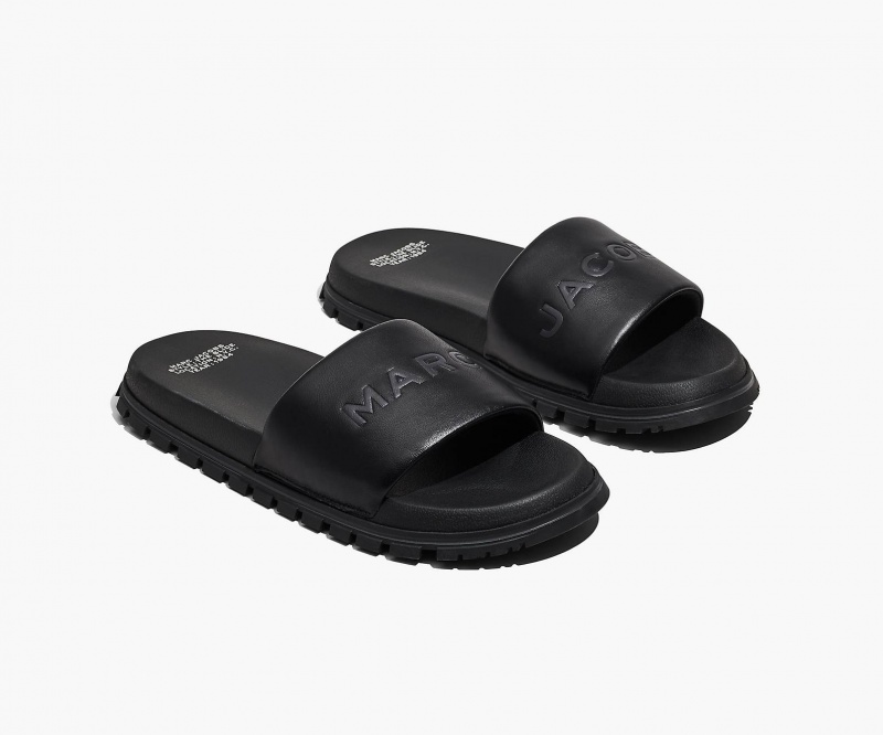 Marc Jacobs The Leather Slide Black | USA_MJ71961