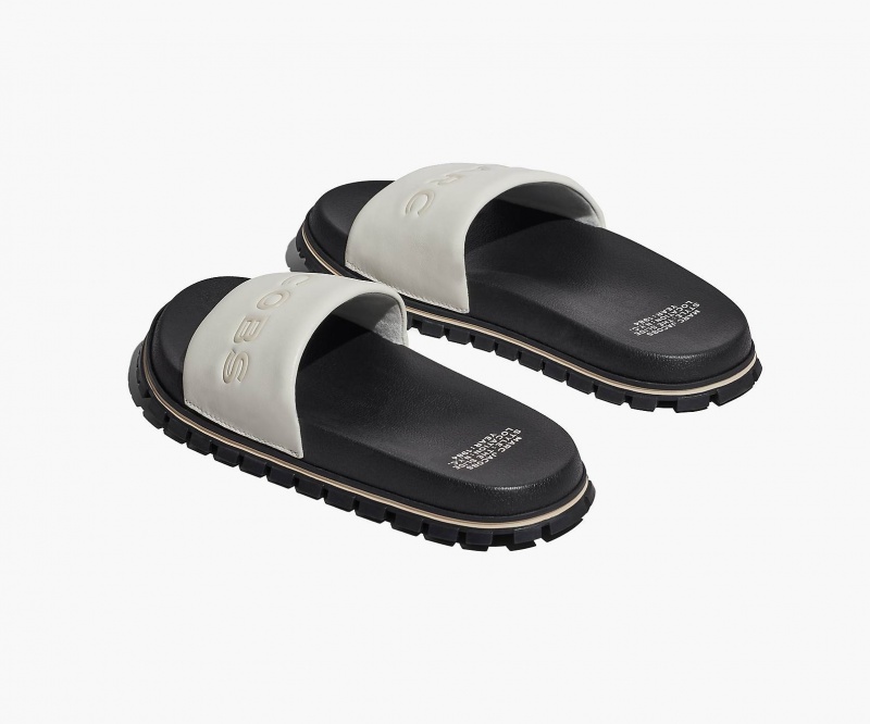 Marc Jacobs The Leather Slide White | USA_MJ63571