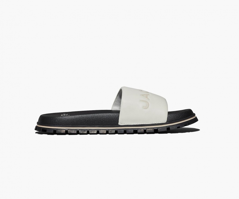 Marc Jacobs The Leather Slide White | USA_MJ63571