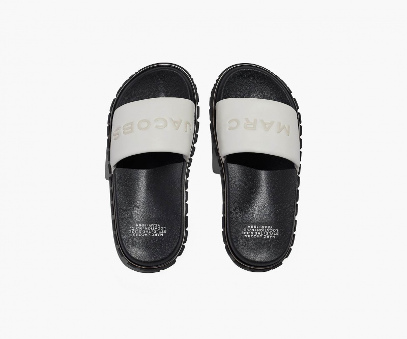 Marc Jacobs The Leather Slide White | USA_MJ63571