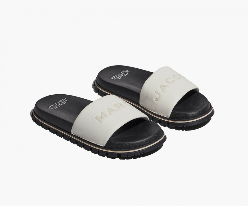 Marc Jacobs The Leather Slide White | USA_MJ63571