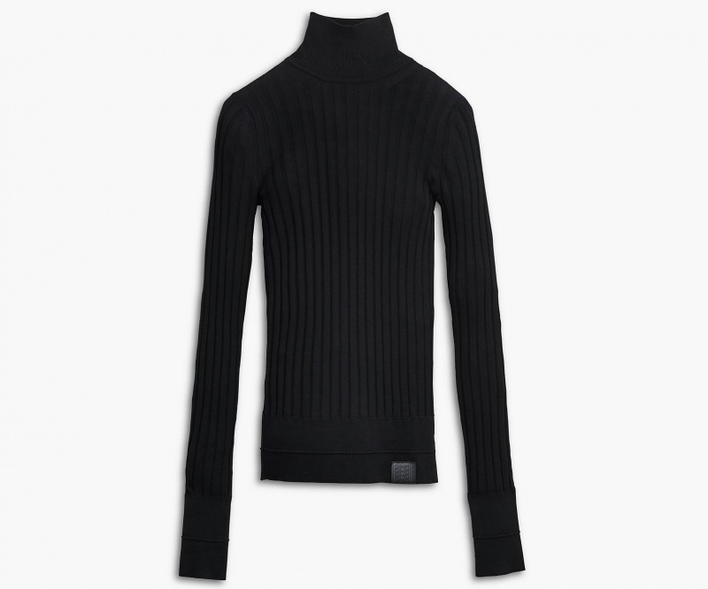 Marc Jacobs The Lightweight Ribbed Turtleneck Black | USA_MJ44982