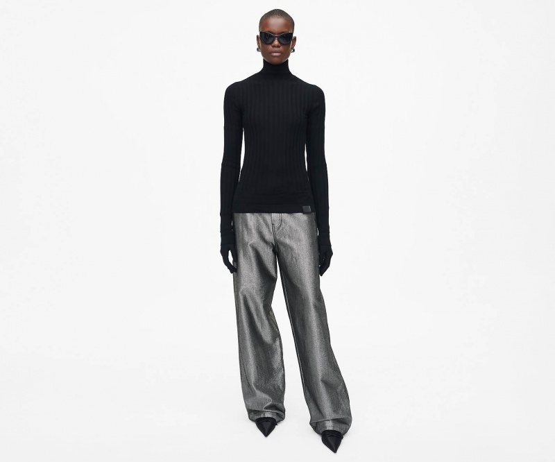 Marc Jacobs The Lightweight Ribbed Turtleneck Black | USA_MJ44982