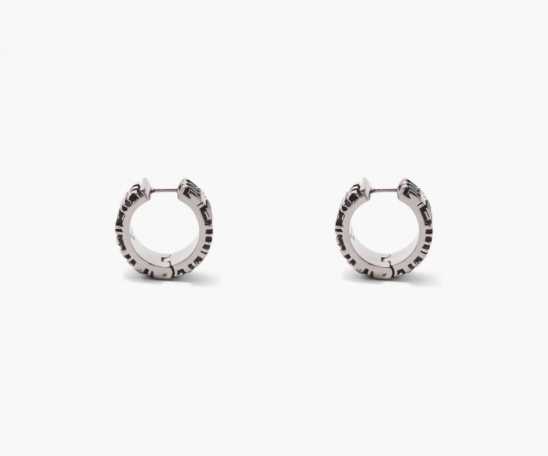 Marc Jacobs The Monogram Engraved Hoops Silver | USA_MJ39643