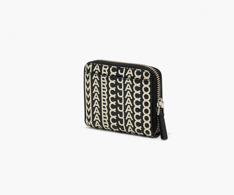 Marc Jacobs The Monogram Leather Zip Around Black / White | USA_MJ55084