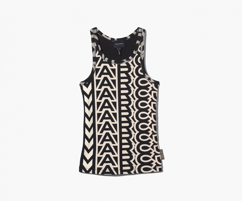 Marc Jacobs The Monogram Rib Tank Black / White | USA_MJ80309