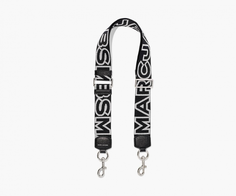 Marc Jacobs The Outline Logo Webbing Black / Silver | USA_MJ64242