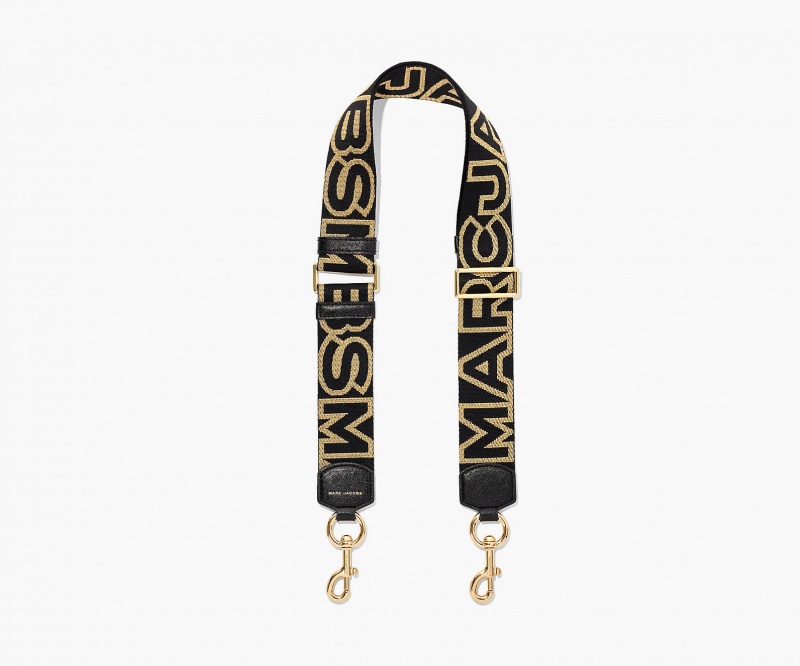 Marc Jacobs The Outline Logo Webbing Black / Gold | USA_MJ39675