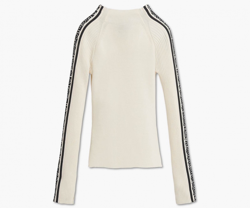 Marc Jacobs The Raglan Logo Mockneck White / Black | USA_MJ78987