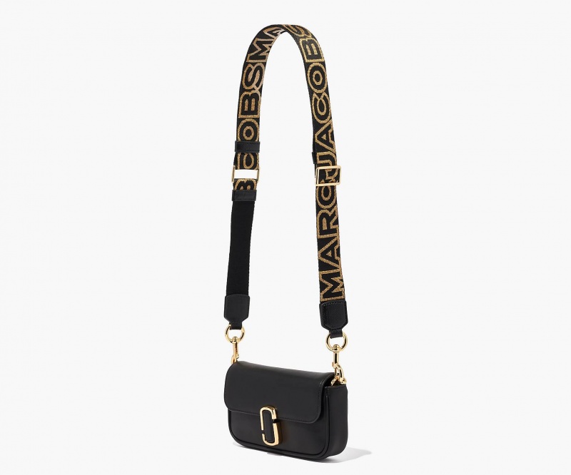 Marc Jacobs The Thin Outline Logo Webbing Black / Gold | USA_MJ47506