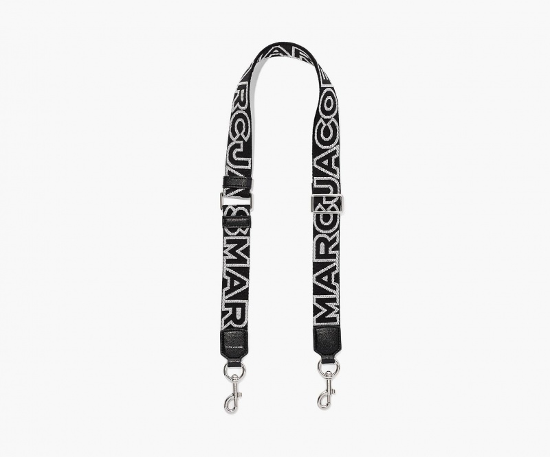 Marc Jacobs The Thin Outline Logo Webbing Black / Silver | USA_MJ61719