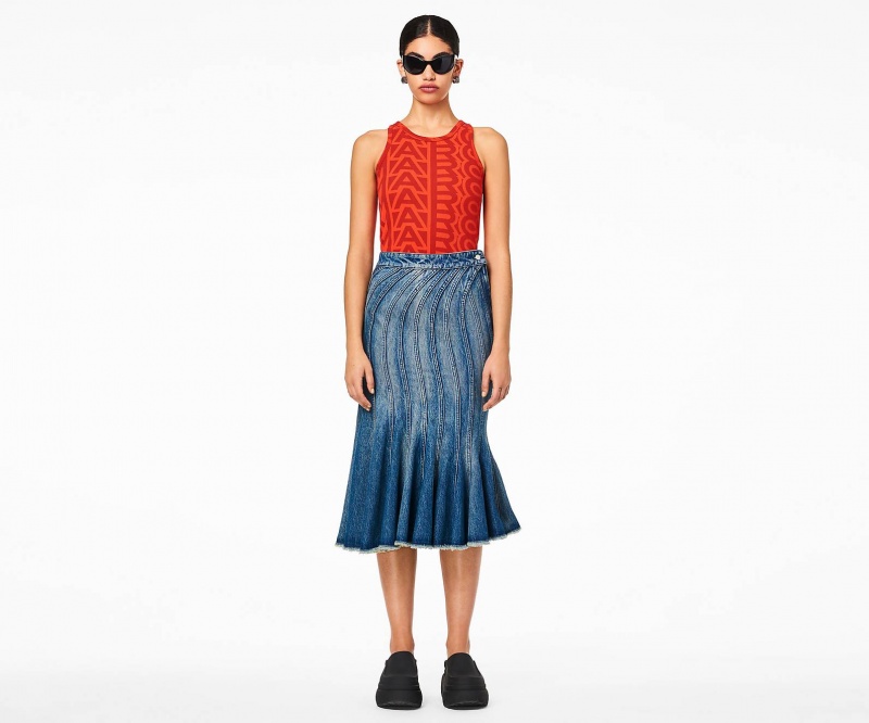 Marc Jacobs The Wave Denim Skirt Blue | USA_MJ90377